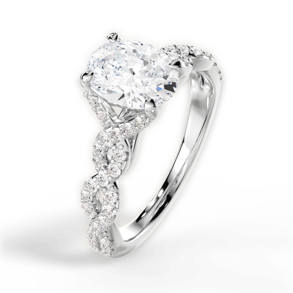 Justine Oval Cut Lab Grown Diamond Platinum Engagement Ring - View 2