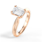 Claudia Emerald Cut Lab Grown Diamond 18Kt Rose Gold Engagement Ring - View 3