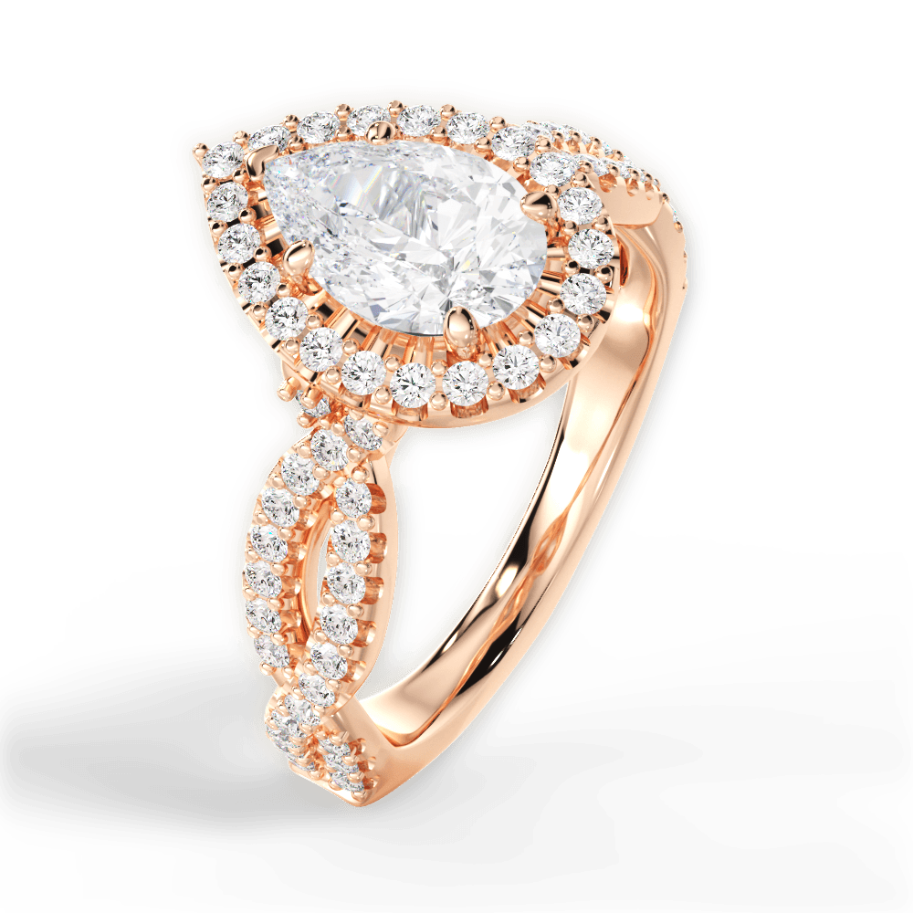 Latoya Pear Cut Lab Grown Diamond 18Kt Rose Gold Engagement Ring - View 4