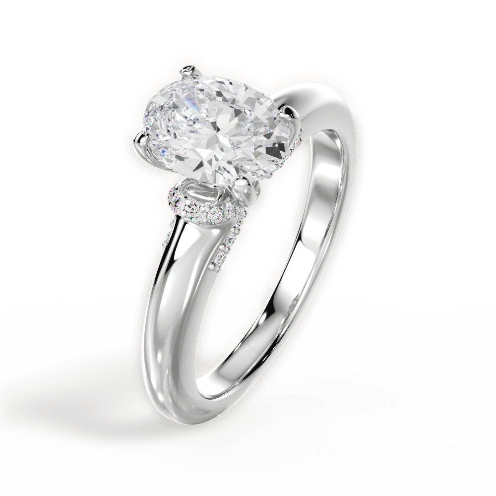 Florence Oval Cut Lab Grown Diamond 14Kt White Gold Engagement Ring - View 4