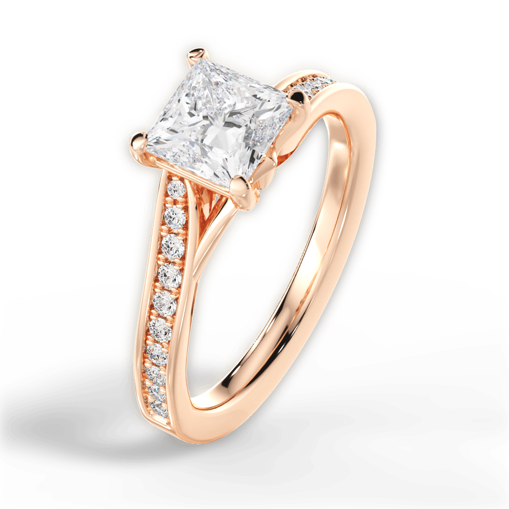 Elise Princess Cut Lab Grown Diamond 18Kt Rose Gold Engagement Ring - View 3