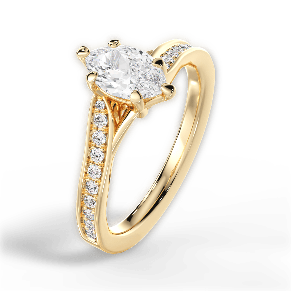 Elise Marquise Cut Lab Grown Diamond 18Kt Yellow Gold Engagement Ring - View 3
