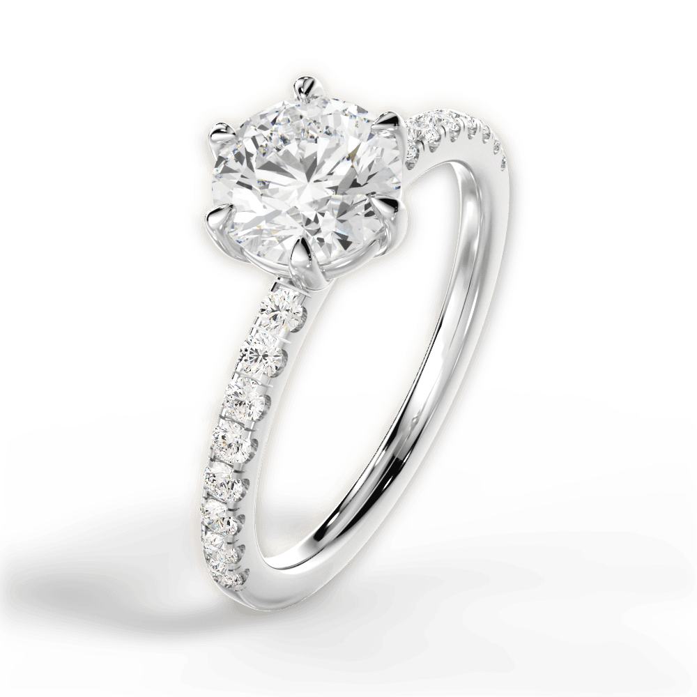 Eleanor Round Cut Lab Grown Diamond 14Kt White Gold Engagement Ring - View 3