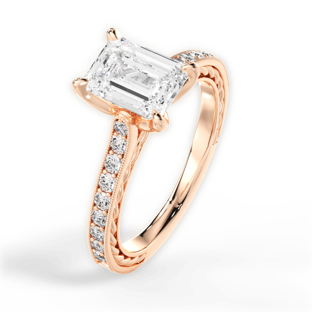 Gilda Emerald Cut Lab Grown Diamond 18Kt Rose Gold Engagement Ring - View 3