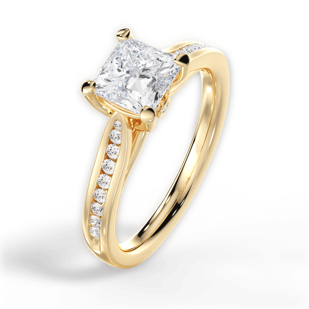 Elena Princess Cut Lab Grown Diamond 18Kt Yellow Gold Engagement Ring - View 2