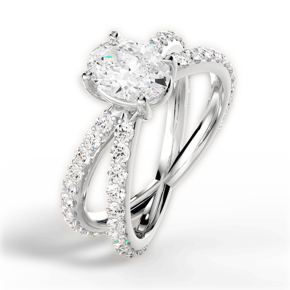 Lauren Oval Cut Lab Grown Diamond 14Kt White Gold Engagement Ring - View 4