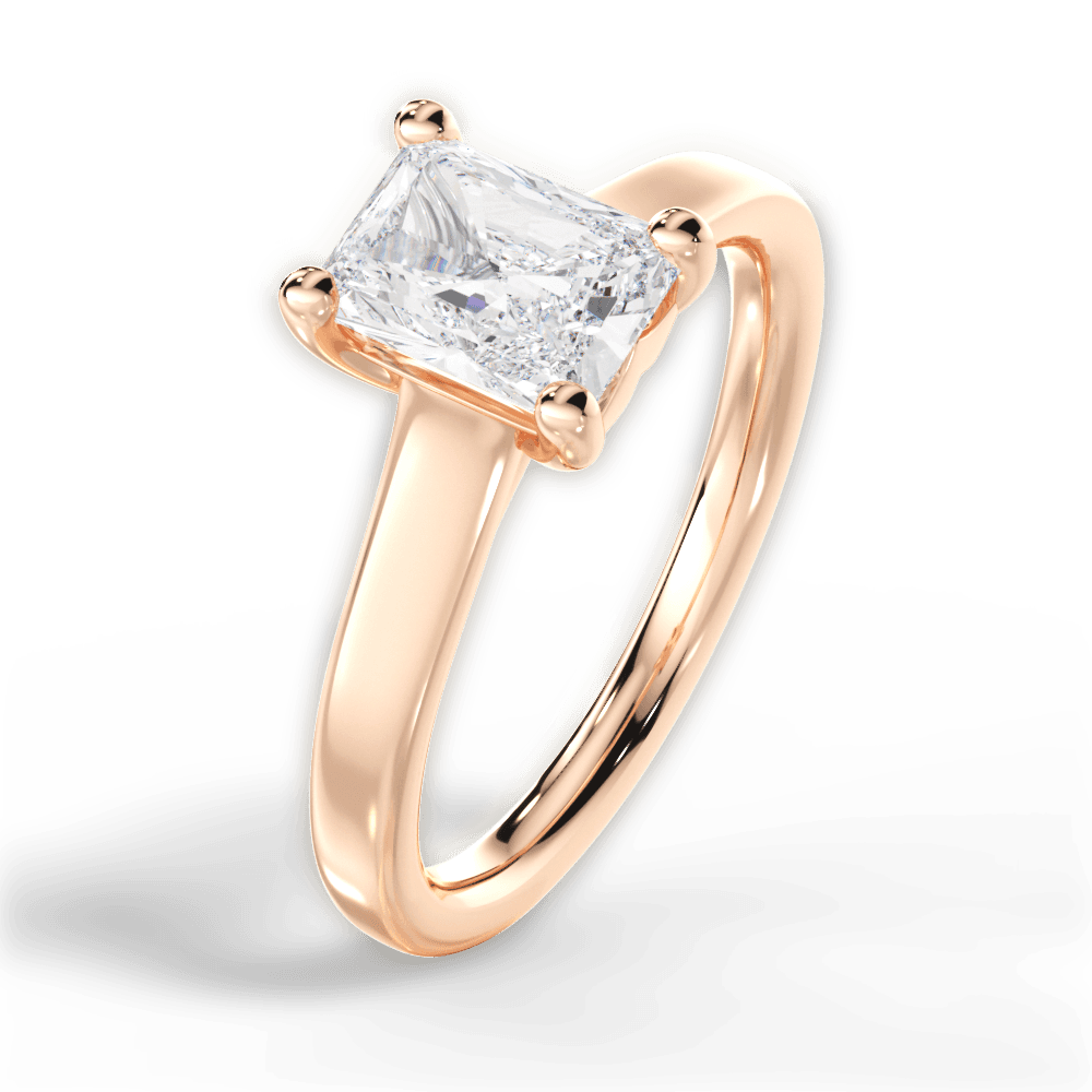 Ariana Radiant Cut Lab Grown Diamond 18Kt Rose Gold Engagement Ring - View 2