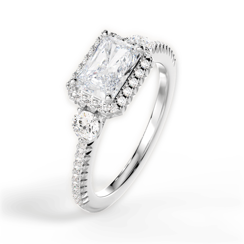 Kara Radiant Cut Lab Grown Diamond 18Kt White Gold Engagement Ring - View 4