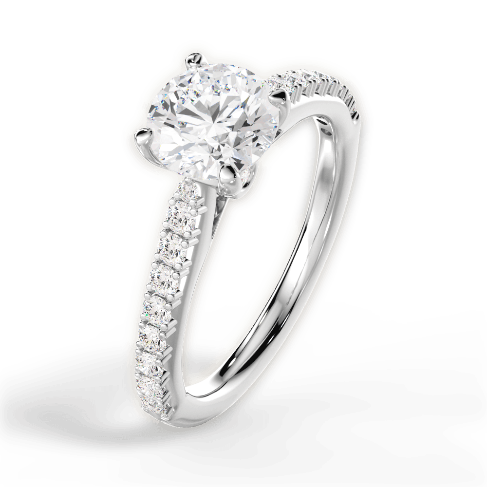 Frances Round Cut Lab Grown Diamond Platinum Engagement Ring - View 3