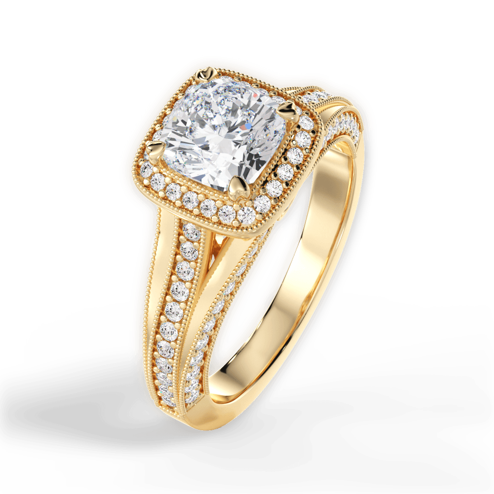 Lillian Cushion Cut Lab Grown Diamond 18Kt Yellow Gold Engagement Ring - View 4