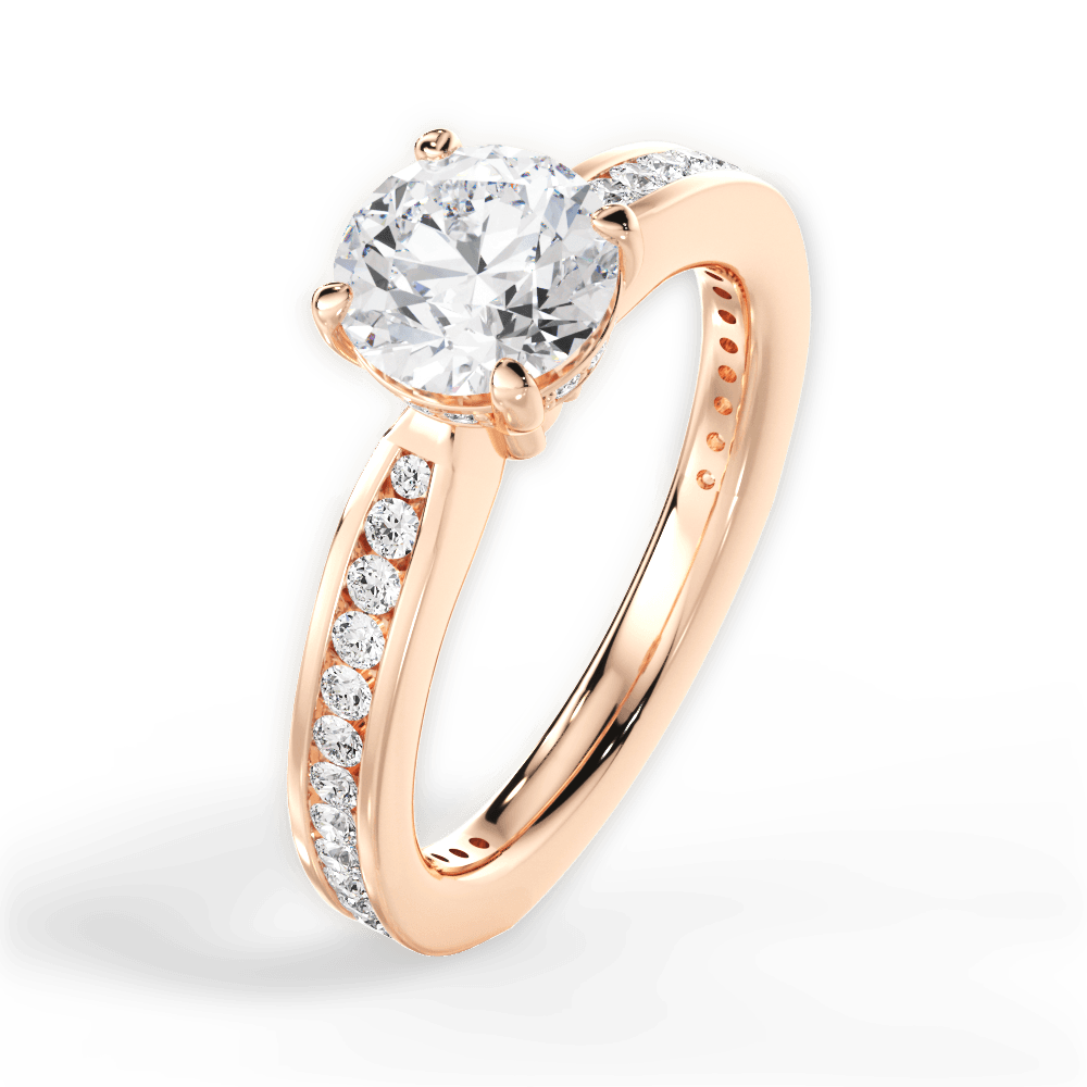 Katelyn Round Cut Lab Grown Diamond 18Kt Rose Gold Engagement Ring - View 3