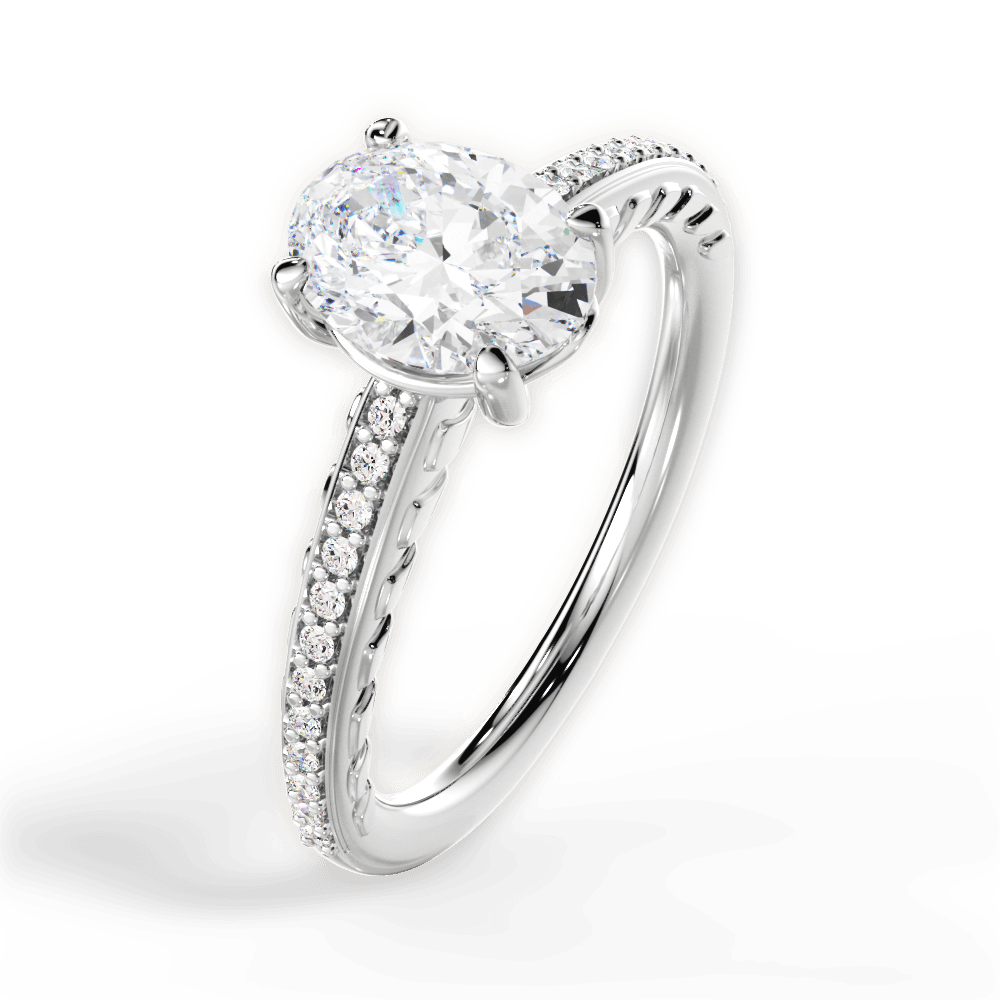 Caroline Oval Cut Lab Grown Diamond Platinum Engagement Ring - View 4
