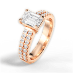 Kayla Emerald Cut Lab Grown Diamond 18Kt Rose Gold Engagement Ring - View 4