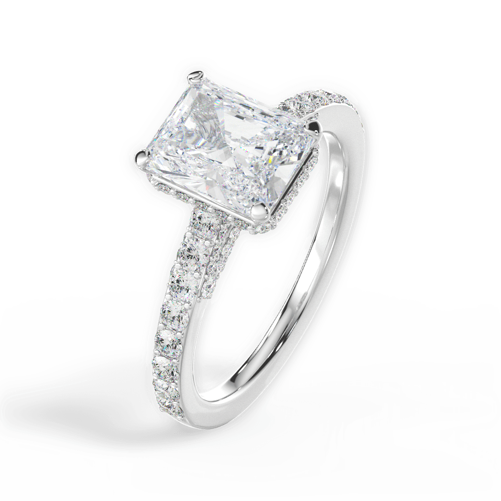 Laura Radiant Cut Lab Grown Diamond 18Kt White Gold Engagement Ring - View 4