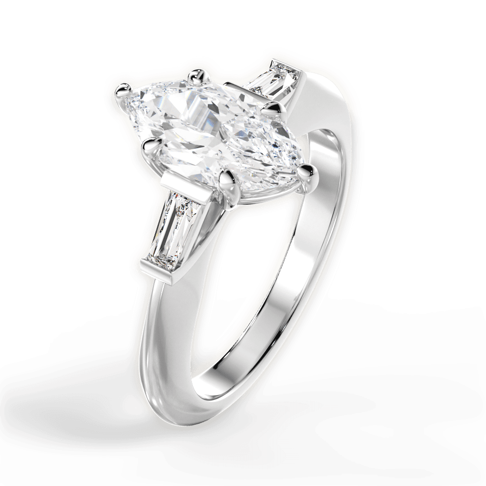 Emily Marquise Cut Lab Grown Diamond 18Kt White Gold Engagement Ring - View 4