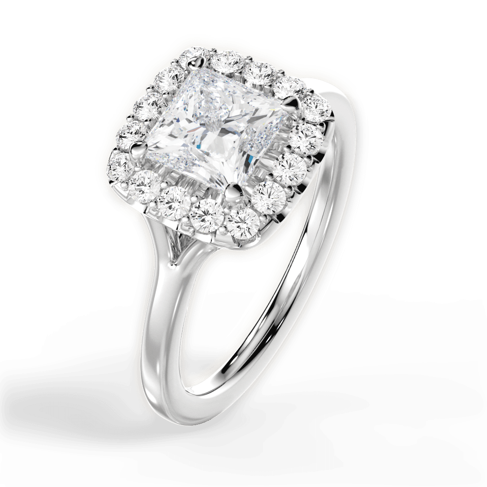 Geneva Princess Cut Lab Grown Diamond 18Kt White Gold Engagement Ring - View 2