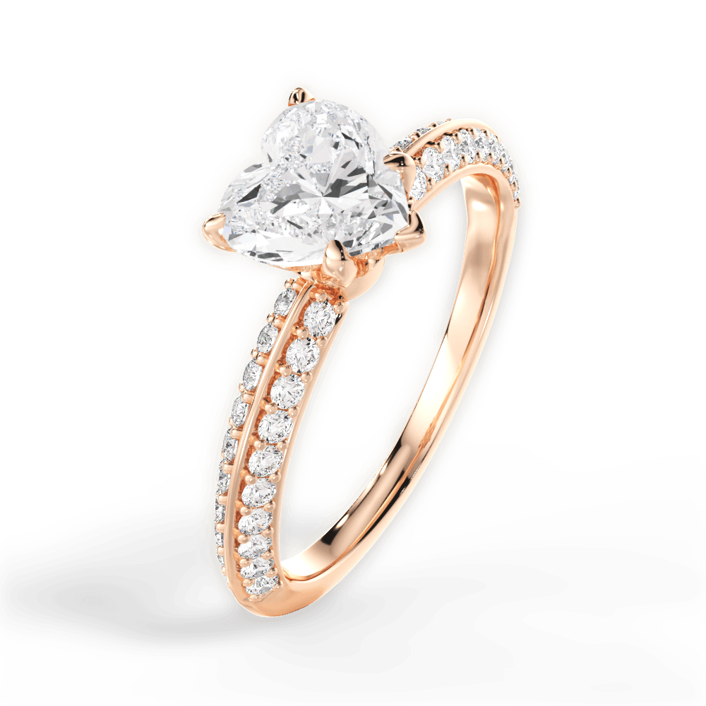 Gail Heart Cut Lab Grown Diamond 18Kt Rose Gold Engagement Ring - View 4