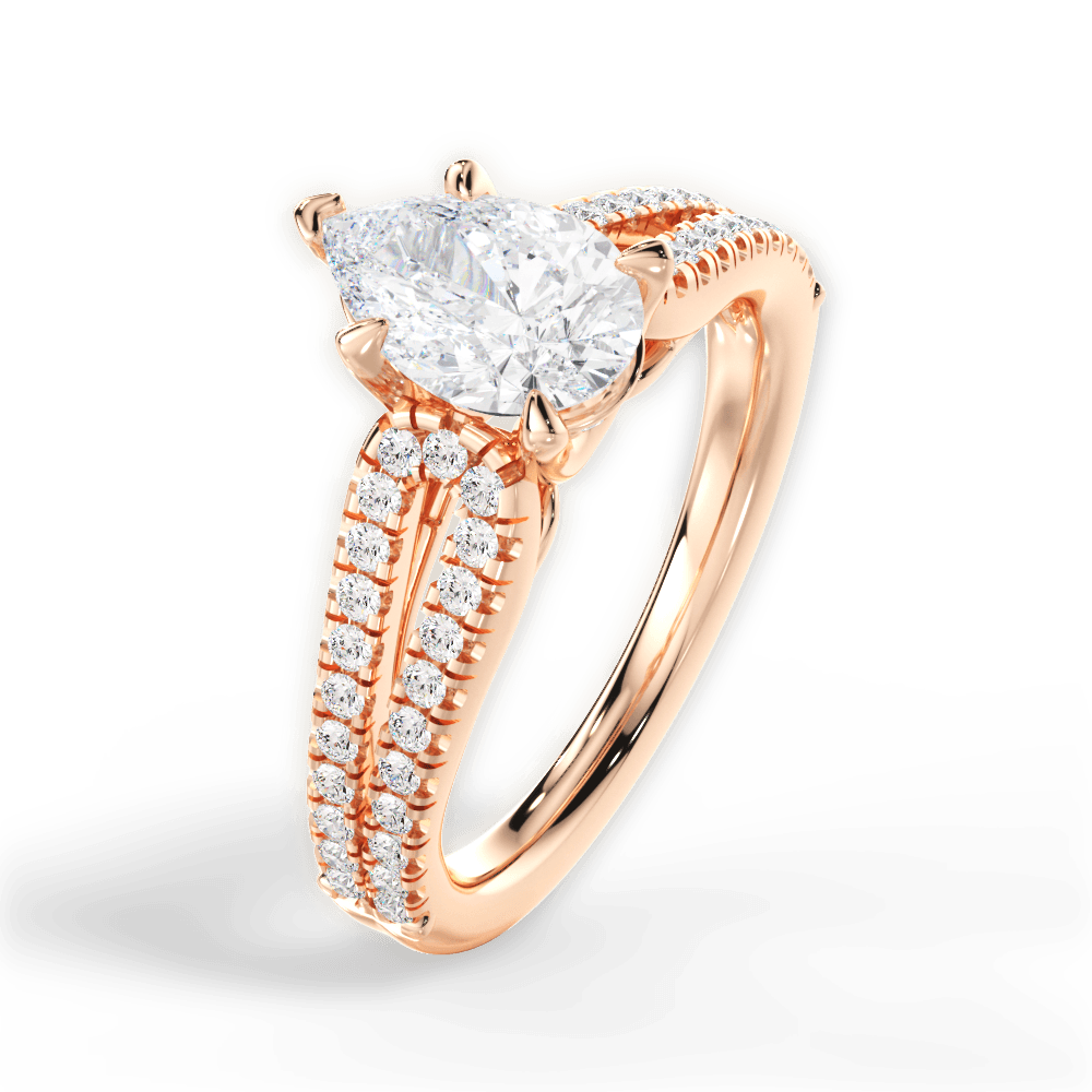 Jessica Pear Cut Lab Grown Diamond 18Kt Rose Gold Engagement Ring - View 3