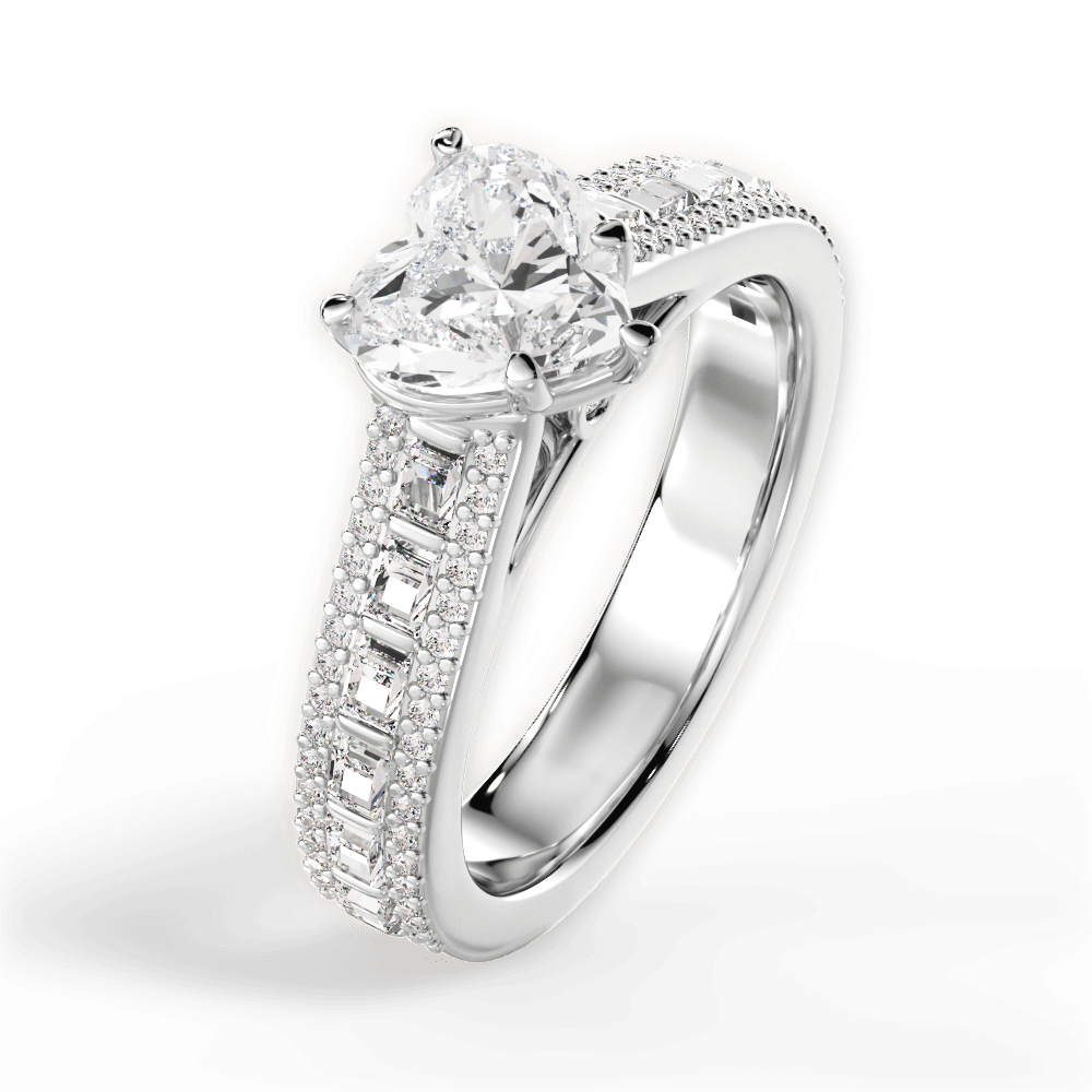 Lynn Heart Cut Lab Grown Diamond 14Kt White Gold Engagement Ring - View 4