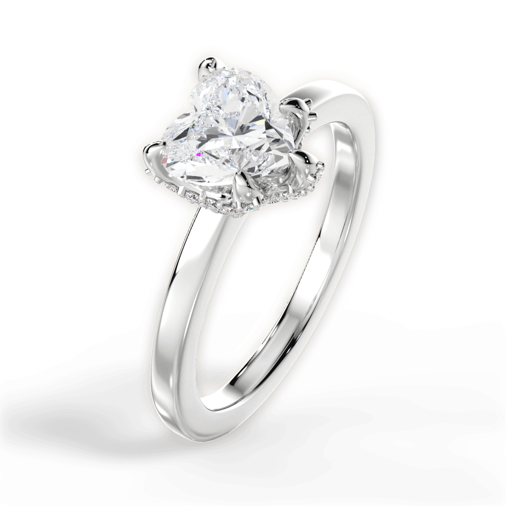 Gemma Heart Cut Lab Grown Diamond 18Kt White Gold Engagement Ring - View 3