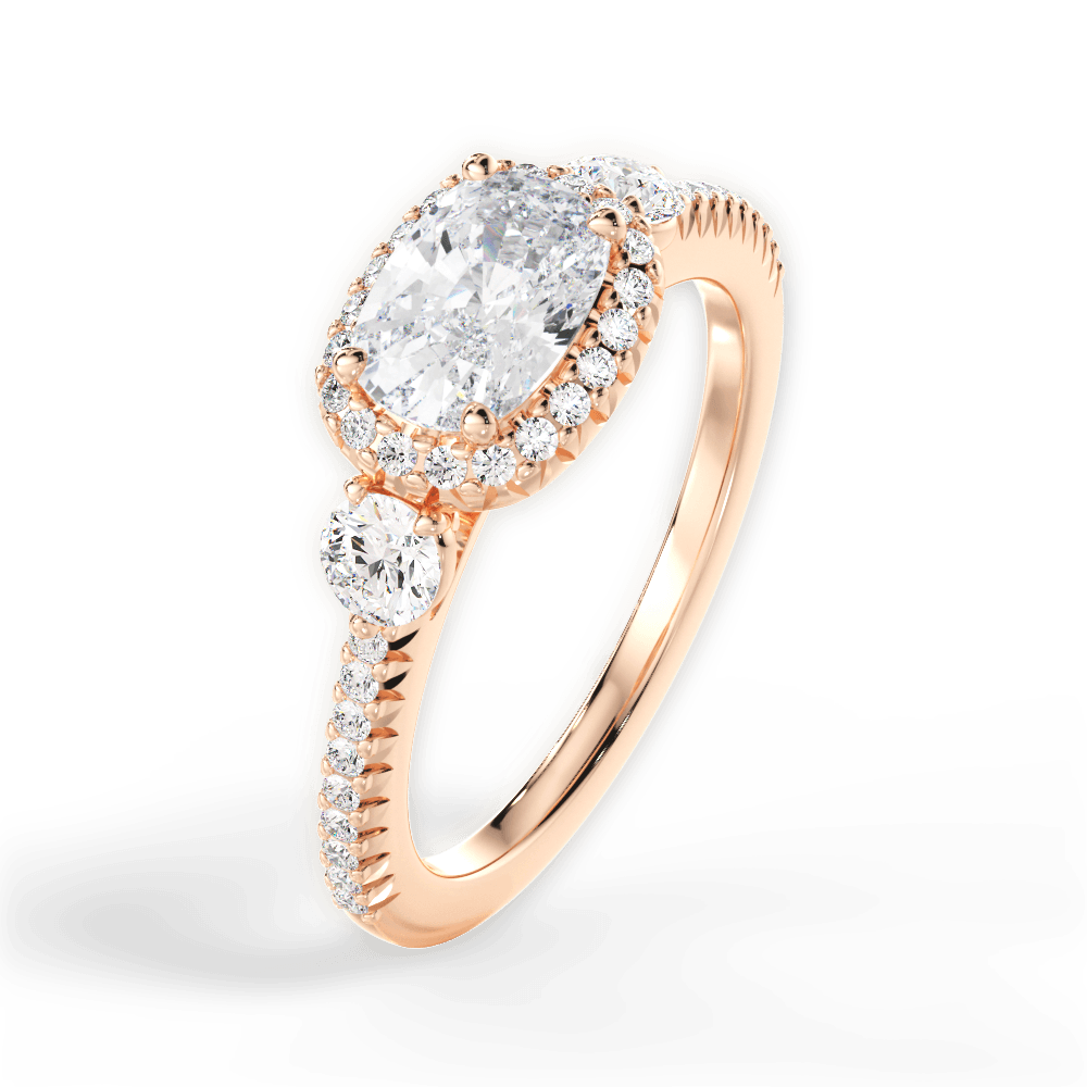 Kara Cushion Cut Lab Grown Diamond 18Kt Rose Gold Engagement Ring - View 2
