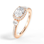 Kara Cushion Cut Lab Grown Diamond 18Kt Rose Gold Engagement Ring - View 2