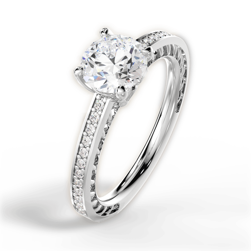 Donna Round Cut Lab Grown Diamond Platinum Engagement Ring - View 4
