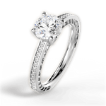 Donna Round Cut Lab Grown Diamond Platinum Engagement Ring - View 4