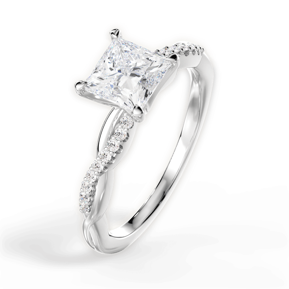 Charlotte Princess Cut Lab Grown Diamond 14Kt White Gold Engagement Ring - View 3