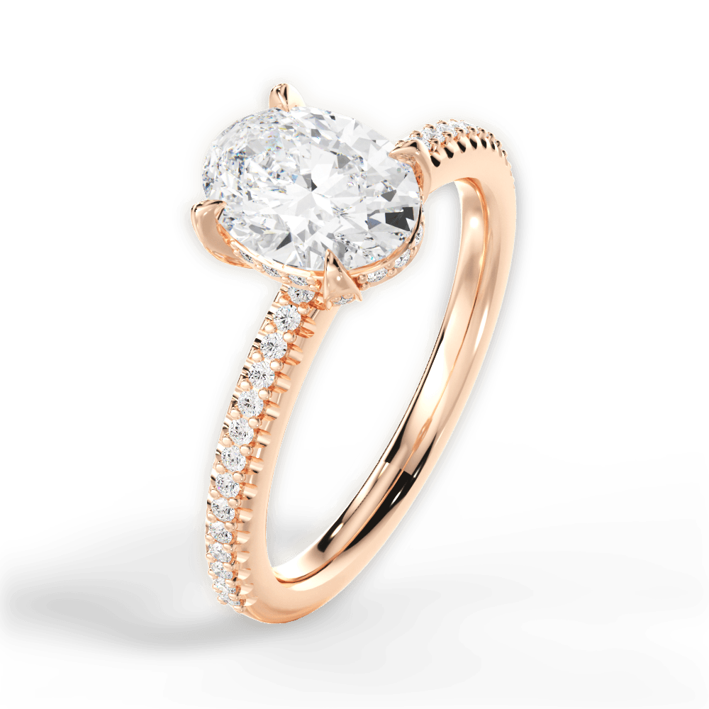 Helen Oval Cut Lab Grown Diamond 18Kt Rose Gold Engagement Ring - View 2