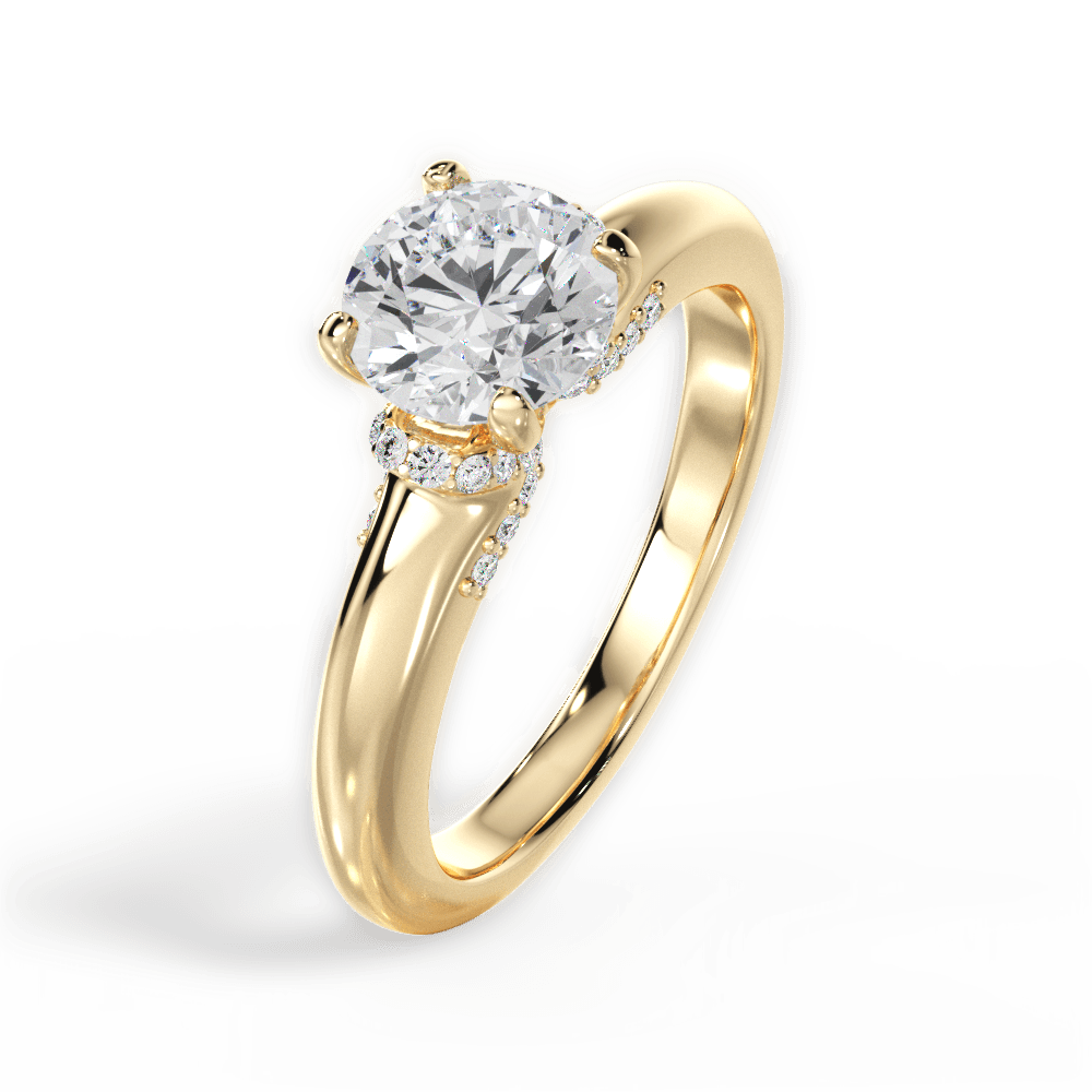 Florence Round Cut Lab Grown Diamond 18Kt Yellow Gold Engagement Ring - View 4