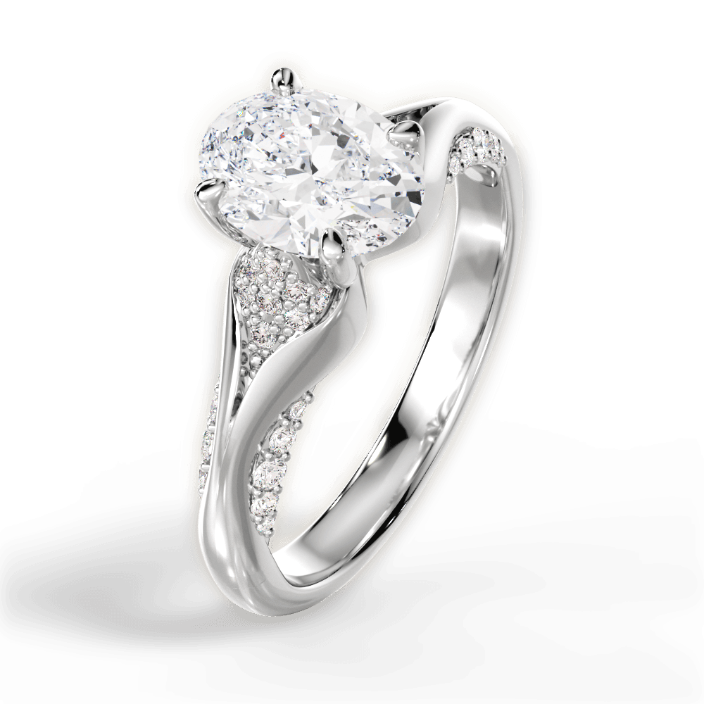 Isabel Oval Cut Lab Grown Diamond Platinum Engagement Ring - View 4