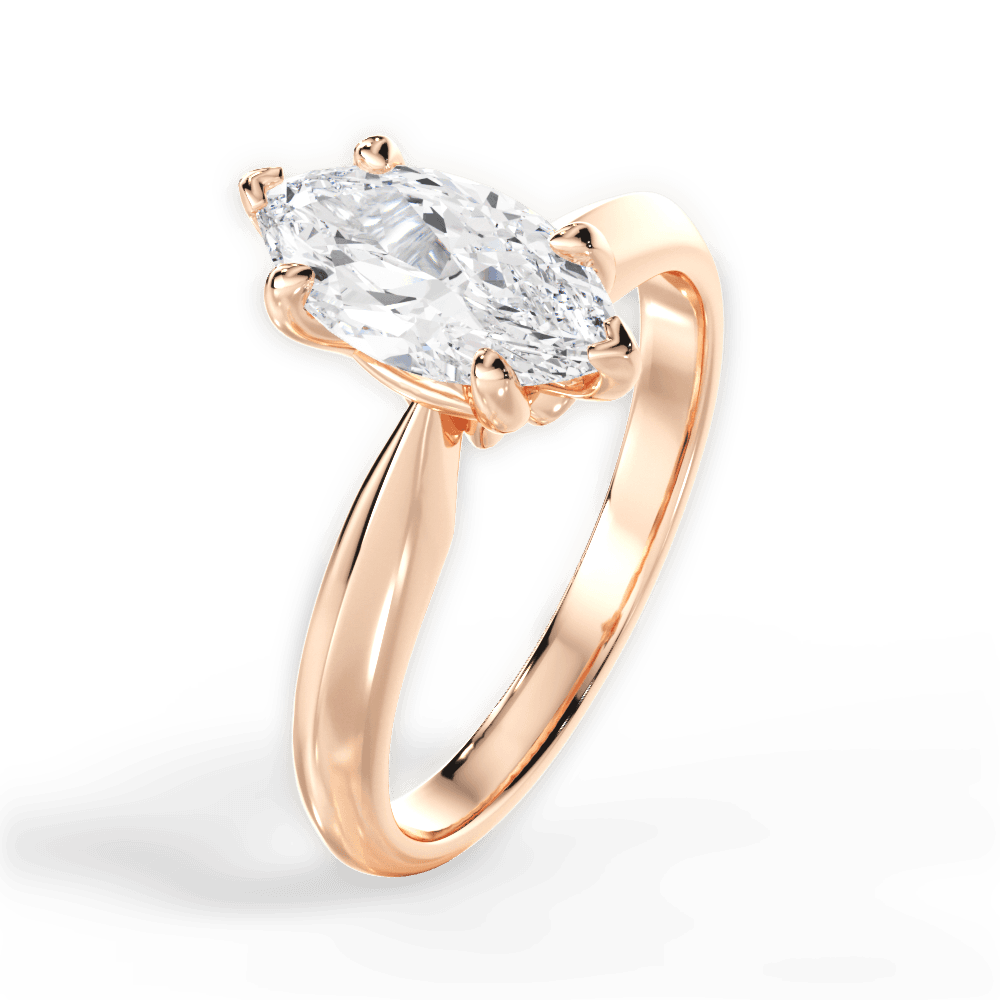 Diana Marquise Cut Lab Grown Diamond 18Kt Rose Gold Engagement Ring - View 4