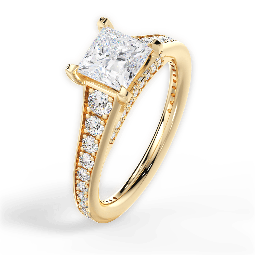 Leslie Princess Cut Lab Grown Diamond 18Kt Yellow Gold Engagement Ring - View 2