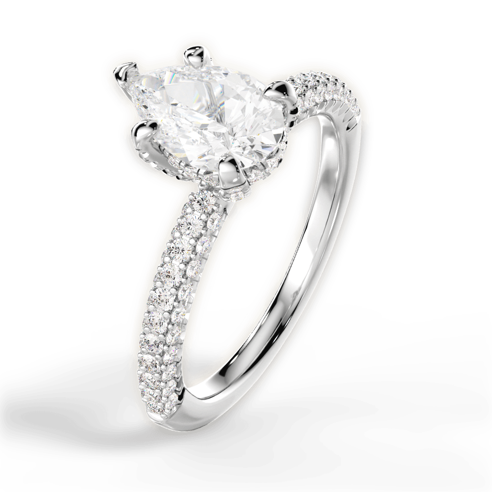 Lisa Pear Cut Lab Grown Diamond 18Kt White Gold Engagement Ring - View 2