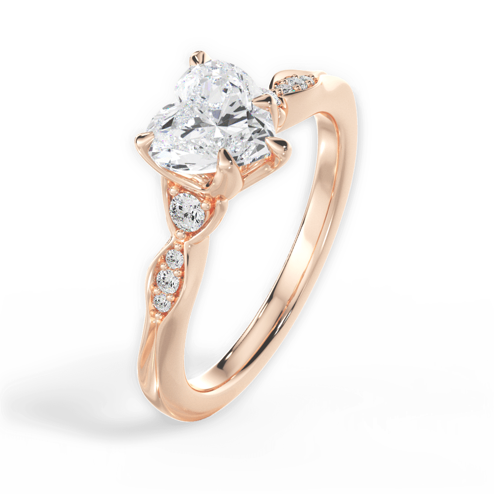 Cassie Heart Cut Lab Grown Diamond 18Kt Rose Gold Engagement Ring - View 2