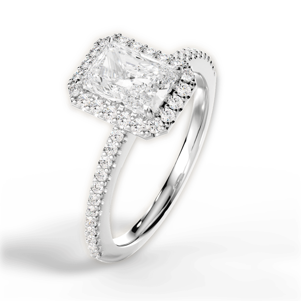 Joanne Radiant Cut Lab Grown Diamond Platinum Engagement Ring - View 3