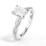 Charlotte Emerald Cut Lab Grown Diamond 14Kt White Gold Engagement Ring - View 2