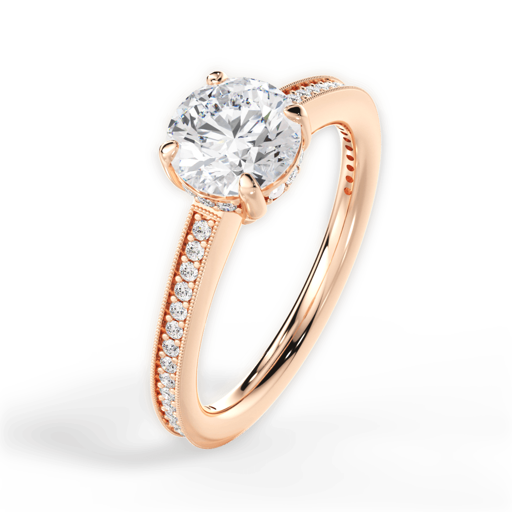 Janet Round Cut Lab Grown Diamond 18Kt Rose Gold Engagement Ring - View 4