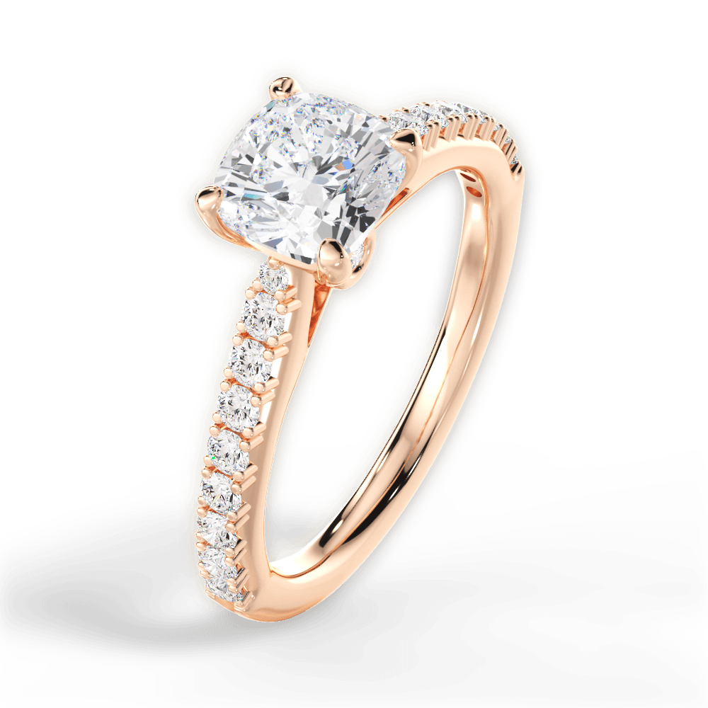 Frances Cushion Cut Lab Grown Diamond 18Kt Rose Gold Engagement Ring - View 2