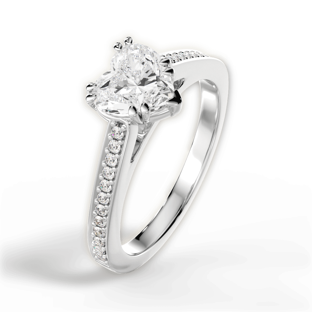 Denise Heart Cut Lab Grown Diamond Platinum Engagement Ring - View 3