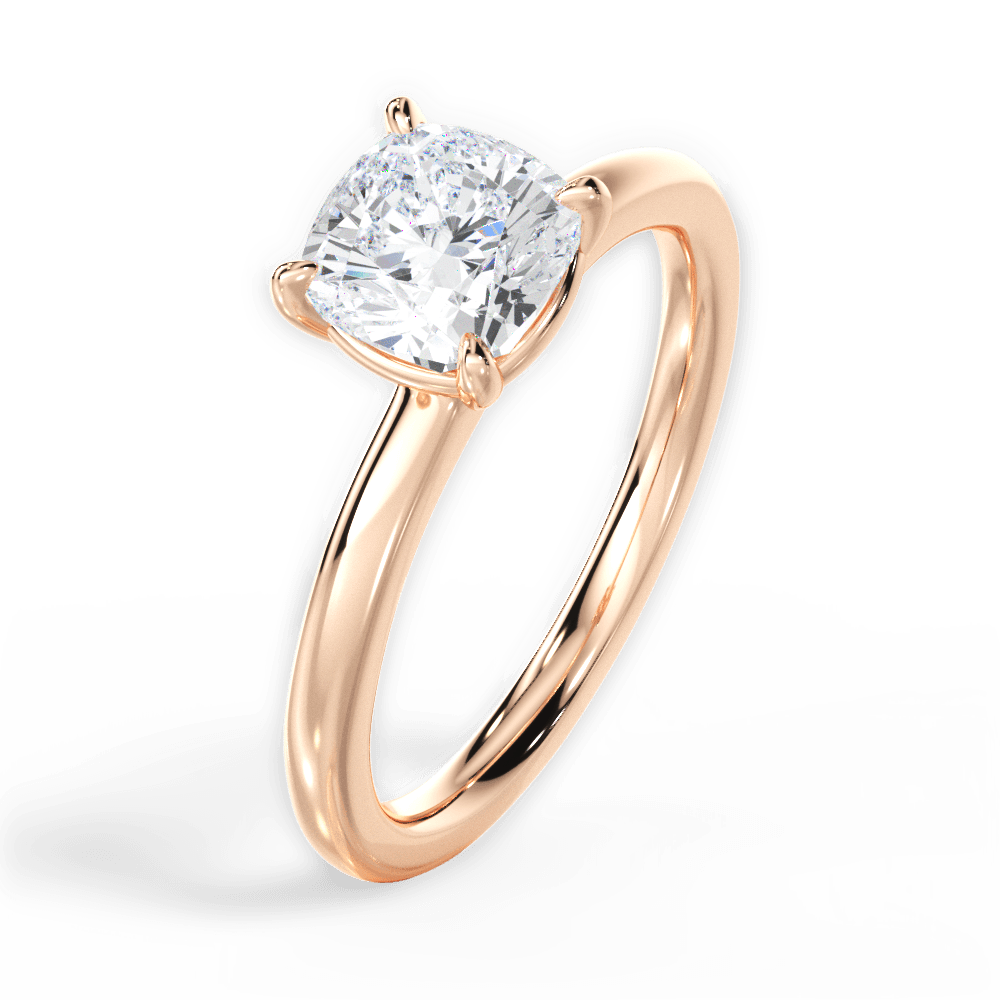 Angela Cushion Cut Lab Grown Diamond 18Kt Rose Gold Engagement Ring - View 4