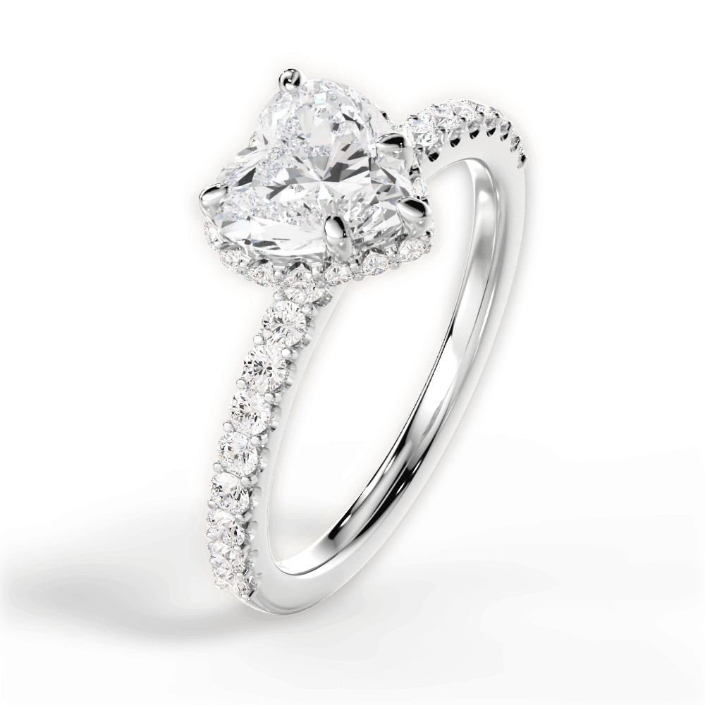 Isabella Heart Cut Lab Grown Diamond 14Kt White Gold Engagement Ring - View 2