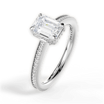 Janet Emerald Cut Lab Grown Diamond 18Kt White Gold Engagement Ring - View 2