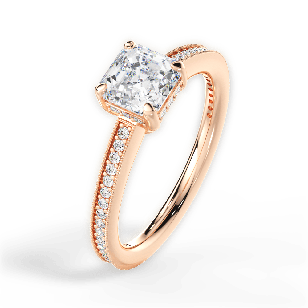 Janet Asscher Cut Lab Grown Diamond 18Kt Rose Gold Engagement Ring - View 3