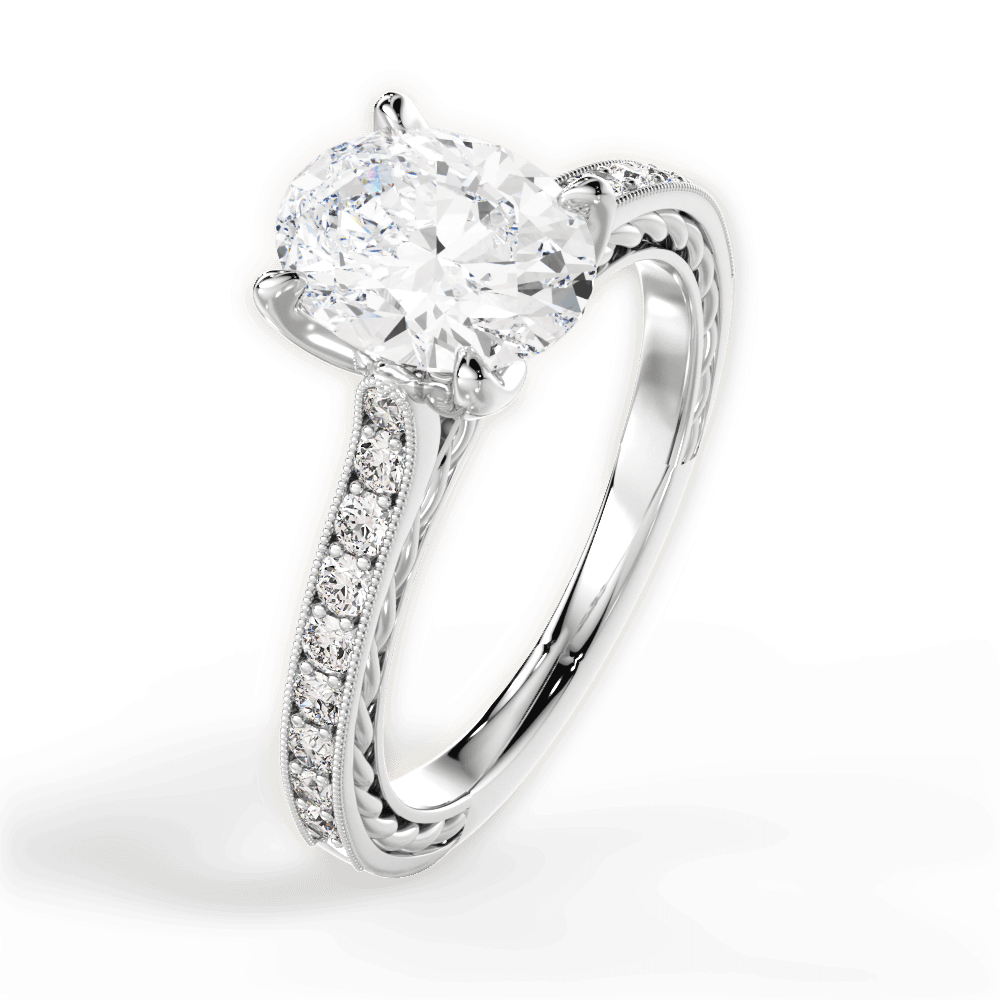 Gilda Oval Cut Lab Grown Diamond 18Kt White Gold Engagement Ring - View 4