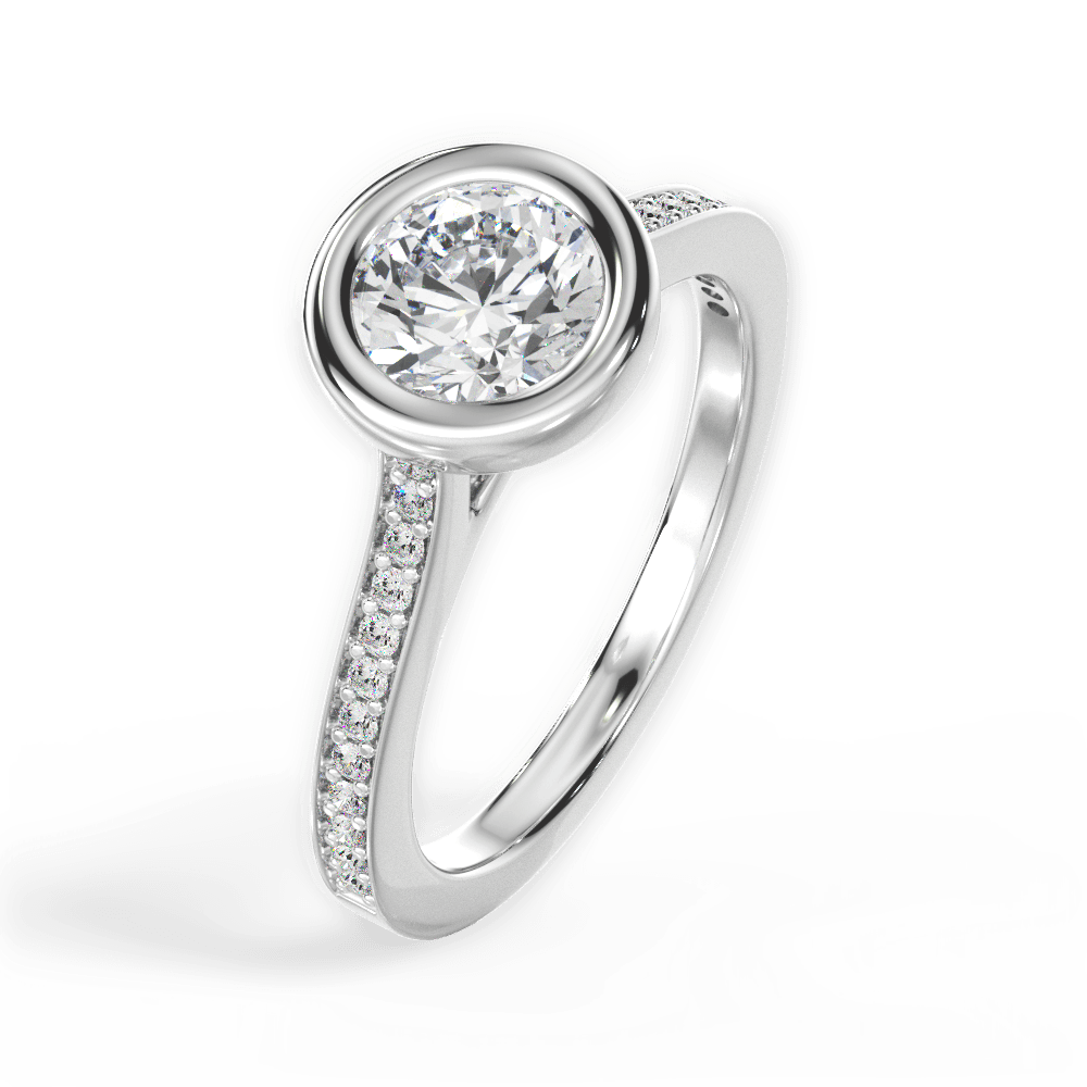 Deanna Round Cut Lab Grown Diamond 14Kt White Gold Engagement Ring - View 2