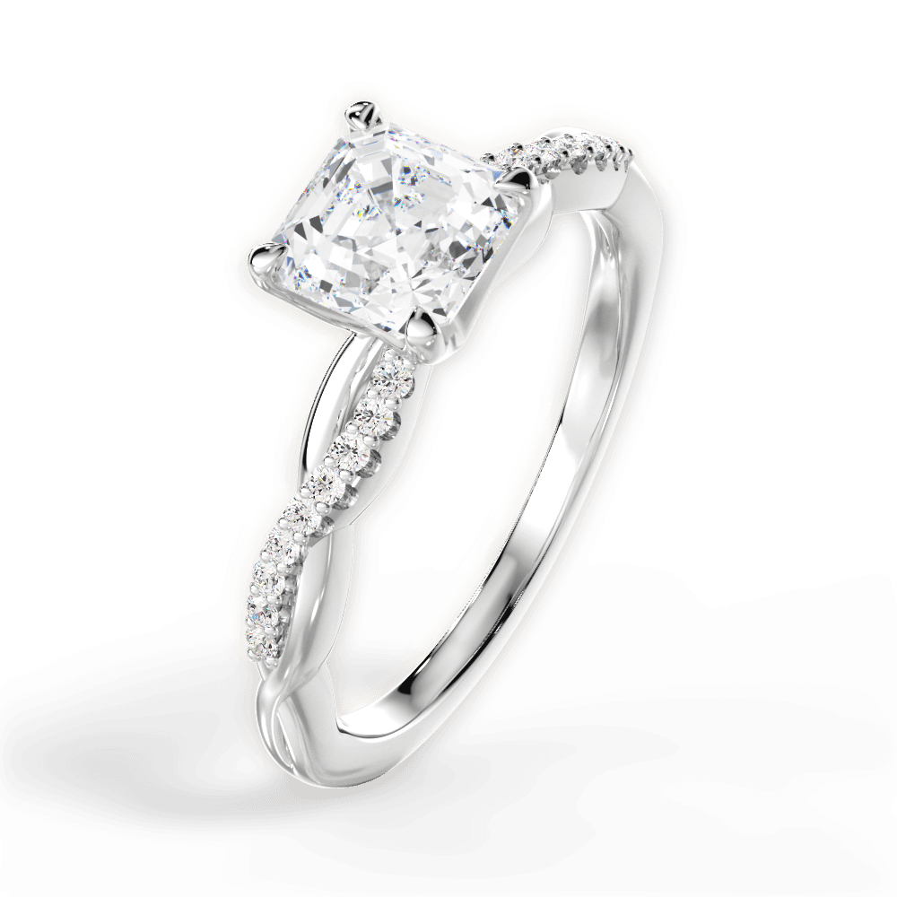 Charlotte Asscher Cut Lab Grown Diamond 14Kt White Gold Engagement Ring - View 2