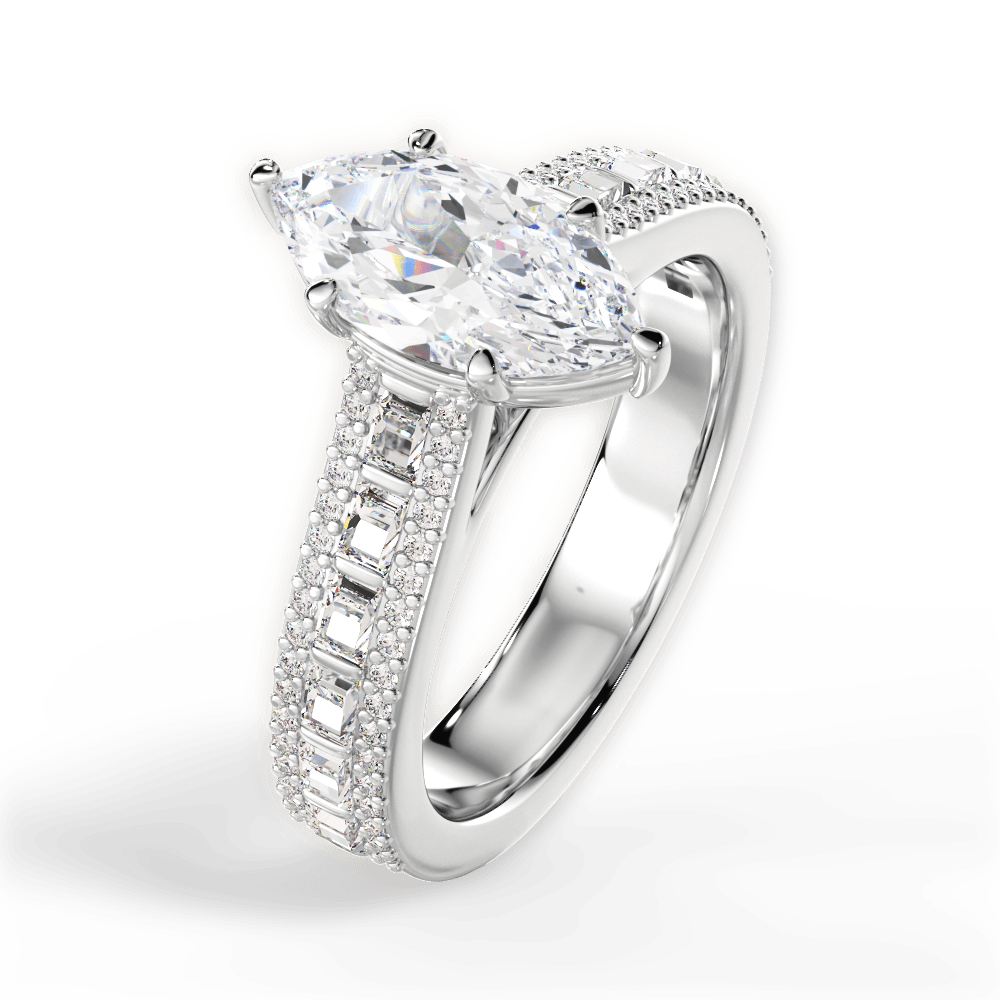 Lynn Marquise Cut Lab Grown Diamond Platinum Engagement Ring - View 4
