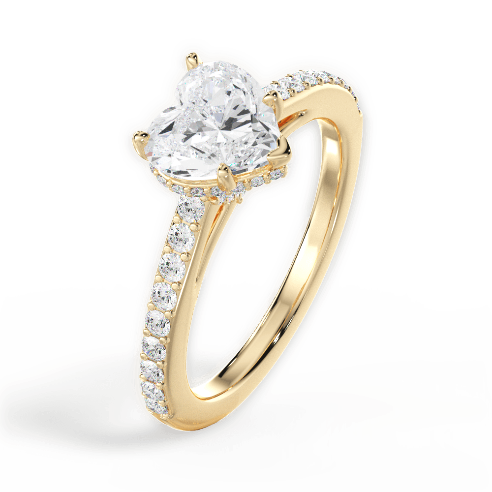 Joan Heart Cut Lab Grown Diamond 18Kt Yellow Gold Engagement Ring - View 3